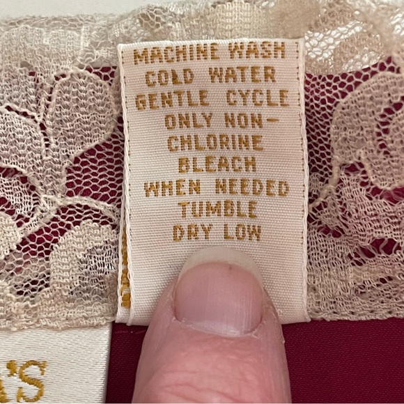 Vintage Victoria's Secret Gold Label Lace Colored Burgundy Shirt Nightgown M/L - Picture 11 of 11